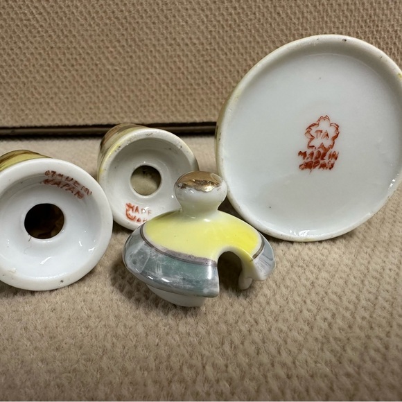 Vintage Salt Pepper Shaker & Mustard Condiment Jar Tashiro Shoten Porcelain - Picture 7 of 8